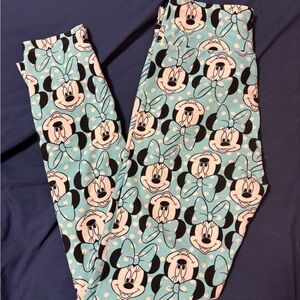 LuLaRoe Leggings - Baby Blue and Black Minnie Mouse